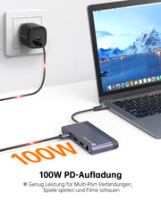 NOVOO USB C Docking Station 4K@60Hz Dual HDMI 8-in-1 USB C Hub Adapter mit Dual HDMI,PD 100W,1Gbps Ethernet,2 USB 3.0, SD&TF für MacBook Pro M2, Dell, HP, Lenovo und mehr Typ C Geräten- RM8F