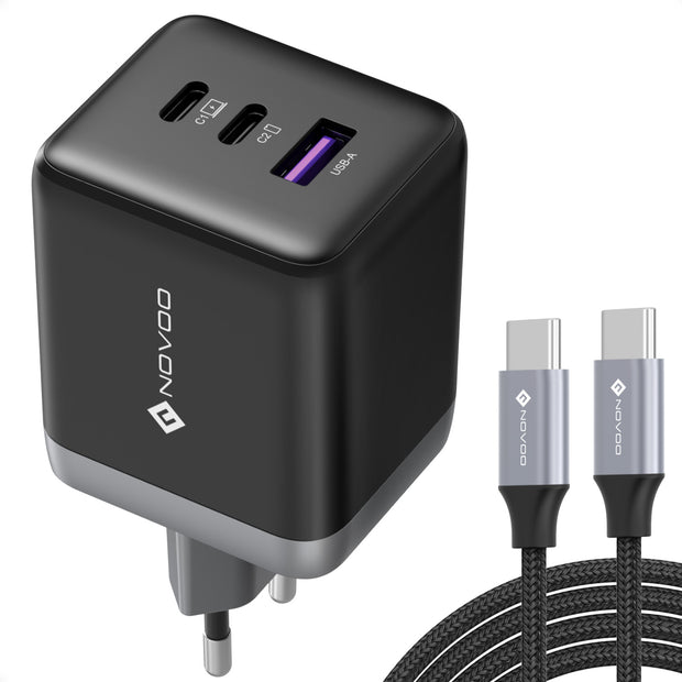 NOVOO 120W USB C Oplader GaN Ⅲ 3-poorts USB C Voeding Snellader Met 2 Pd 100w Type C Kabels Wandlader Voor Macbook Pro 14 Dell Xps 13 Ipad Pro Iphone 15 Galaxy S23 Note20 Apple Watch Nceu120d 255c NOVOO 120W USB C Oplader GaN Ⅲ 3-poorts USB C Voeding Snellader Met 2 Pd 100w Type C Kabels Wandlader Voor Macbook Pro 14 Dell Xps 13 Ipad Pro Iphone 15 Galaxy S23 Note20 Apple Watch Nceu120d 255c