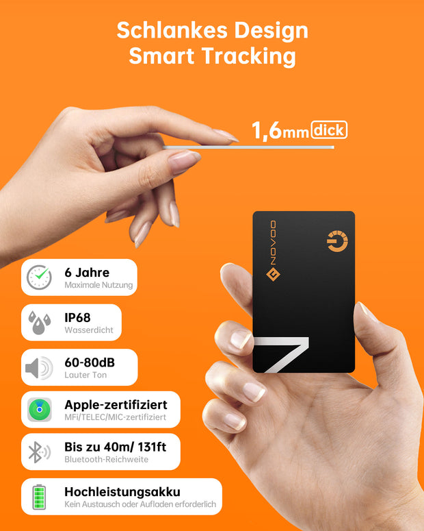 NOVOO Dünne Geldbörsen Tracker Karte Geldbörsenfinder Air Tag kompatibel mit Apple Find My (nur iOS), Gegenstände Item Finder für Gepäckanhänger, Handys, Reisepässe- NFC1-207C-N3