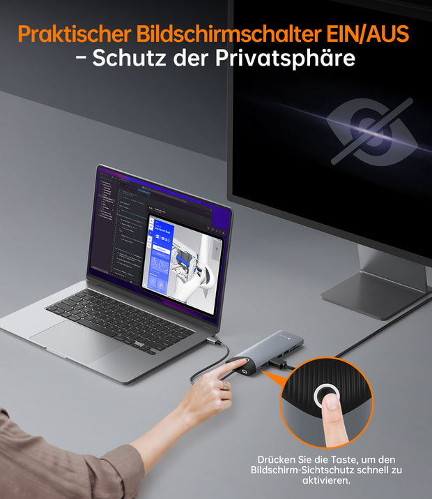 NOVOO USB C Docking Station Triple Display 15 in 1 Dual 4K@60Hz HDMI USB C Hub VGA Adapter Gigabit Ethernet 100W PD,10Gbps USB A+C Datenports,SD/TF Multiport Dock für MacBook HP Dell Lenovo Surface- NHM15S-168H