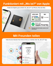 NOVOO Dünne Geldbörsen Tracker Karte Geldbörsenfinder Air Tag kompatibel mit Apple Find My (nur iOS), Gegenstände Item Finder für Gepäckanhänger, Handys, Reisepässe- NFC1-207C-N3