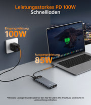 NOVOO USB C Docking Station Triple Display 15 in 1 Dual 4K@60Hz HDMI USB C Hub VGA Adapter Gigabit Ethernet 100W PD,10Gbps USB A+C Datenports,SD/TF Multiport Dock für MacBook HP Dell Lenovo Surface- NHM15S-168H