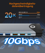 NOVOO USB C Docking Station Triple Display 15 in 1 Dual 4K@60Hz HDMI USB C Hub VGA Adapter Gigabit Ethernet 100W PD,10Gbps USB A+C Datenports,SD/TF Multiport Dock für MacBook HP Dell Lenovo Surface- NHM15S-168H