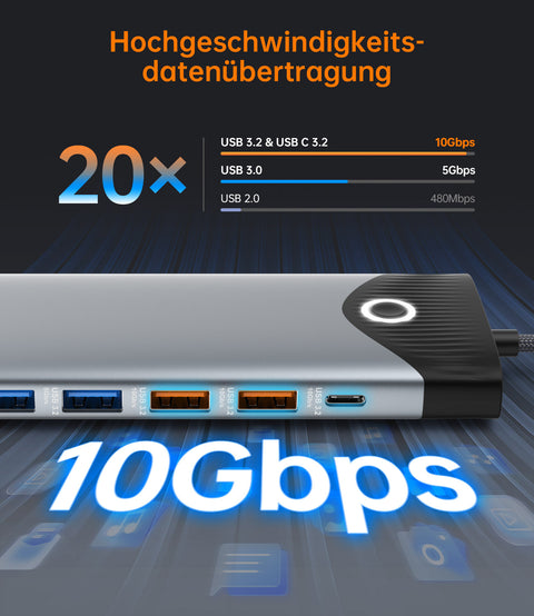 NOVOO USB C Docking Station Triple Display 15 in 1 Dual 4K@60Hz HDMI USB C Hub VGA Adapter Gigabit Ethernet 100W PD,10Gbps USB A+C Datenports,SD/TF Multiport Dock für MacBook HP Dell Lenovo Surface- NHM15S-168H