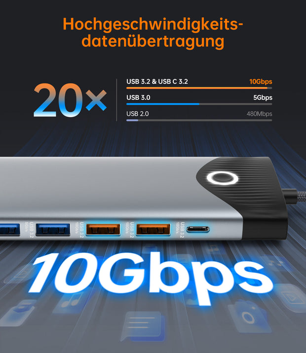 NOVOO USB C Docking Station Triple Display 15 in 1 Dual 4K@60Hz HDMI USB C Hub VGA Adapter Gigabit Ethernet 100W PD,10Gbps USB A+C Datenports,SD/TF Multiport Dock für MacBook HP Dell Lenovo Surface- NHM15S-168H