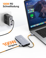 NOVOO RM11 Pro Docking Station 4K@60Hz USB C Hub Triple Display Dual HDMI mit DisplayPort USB C Adapter Multiport Docking Station 2 HDMI 4K,Gigabit Ethernet,100WPD,SD/TF,4xUSB für MacBook, andere USB C Laptops-NHM11D-111V3