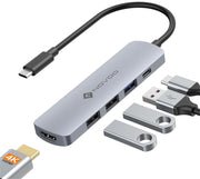 NOVOO USB C Hub mit 4K HDMI, 100W PD, 3 USB A Datenports 5Gbps USB C Dock USB C Adapter Multiport Adapter für iPhone 15/15 Pro,MacBook Pro/Air M1 M2, iPad Pro,Surface,XPS,Thinkpad, Galaxy, und mehr- NH05D-122G9