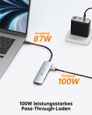 NOVOO USB C Hub mit 4K HDMI, 100W PD, 3 USB A Datenports 5Gbps USB C Dock USB C Adapter Multiport Adapter für iPhone 15/15 Pro,MacBook Pro/Air M1 M2, iPad Pro,Surface,XPS,Thinkpad, Galaxy, und mehr- NH05D-122G9