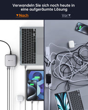NOVOO USB C Ladegerät 65W Slim Wandladegerät Duale USB-C Ports (65W Max),4 Port USB C Netzteil Schnellladegerät für USB C Laptops, MacBook Pro/Air,iPad Pro, iPhone 15, Galaxy, Pixel und mehr- NCEU65D-204P