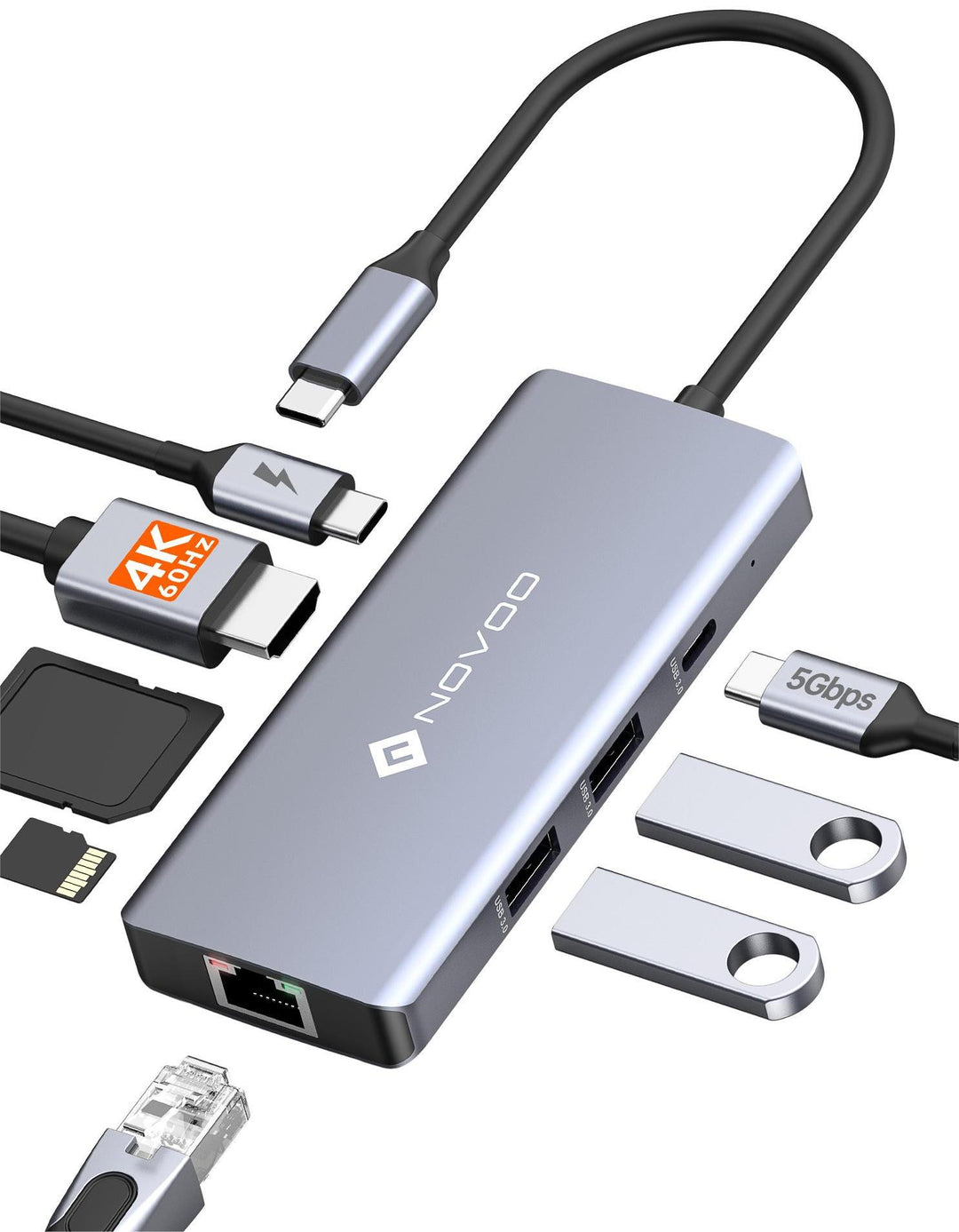 NOVOO Docking Station Dual Monitor, USB C Hub Dual HDMI 4K 60Hz, Displayport, VGA, Gigabit Ethernet, PD 100W, USB x5, SD/TF and 3.5mm Audio, Docking Station for MacBook HP Lenovo Dell NOVOO Docking Station Dual Monitor, USB C Hub Dual HDMI 4K 60Hz, Displayport, VGA, Gigabit Ethernet, PD 100W, USB x5, SD/TF and 3.5mm Audio, Docking Station for MacBook HP Lenovo Dell