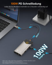 NOVOO USB C Hub 4K@60Hz HDMI Gigabit Ethernet 7-in-1 USB C Adapter MacBook Pro Air Dock,4K HDMI,3USB-A+1USB-C Datenanschlüsse,100W PD Docking Station für MacBook,Surface,Dell und mehr Typ C Geräten- NH07D-168D