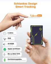 NOVOO Air Tag Karte Wallet Tracker Card Thin 1,6mm Smart Bluetooth Tag Kompatibel mit Apple Wo ist? APP (nur iOS), 6 Jahre Batterielebensdauer GPS Item Finder für Geldbörse,Gepäckanhänger,Reisepass- NFC1-207C-VL