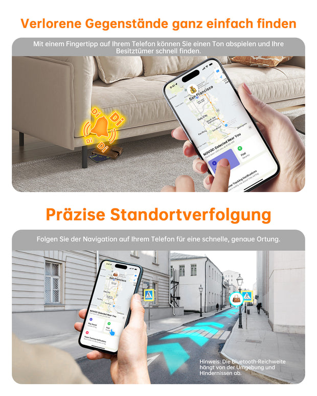 NOVOO Air Tag Karte Wallet Tracker Card Thin 1,6mm Smart Bluetooth Tag Kompatibel mit Apple Wo ist? APP (nur iOS), 6 Jahre Batterielebensdauer GPS Item Finder für Geldbörse,Gepäckanhänger,Reisepass- NFC1-207C-VL