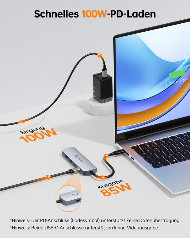 NOVOO USB C Hub 4K@60Hz HDMI Adapter 5-IN-1 USB-C Datenports, PD 100W, 2 USB-A, Multiportadapter Kompatibel Mit MacBook Air/Surface/XPS/Galaxy S24/iPhone 16/Steam Deck- NH05D-155B