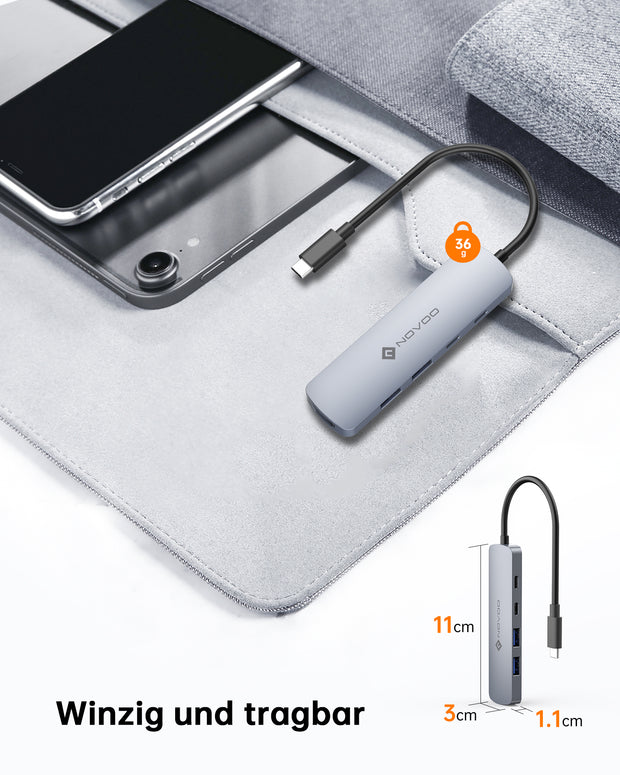 NOVOO USB C Hub 4K@60Hz HDMI Adapter 5-IN-1 USB-C Datenports, PD 100W, 2 USB-A, Multiportadapter Kompatibel Mit MacBook Air/Surface/XPS/Galaxy S24/iPhone 16/Steam Deck- NH05D-155B