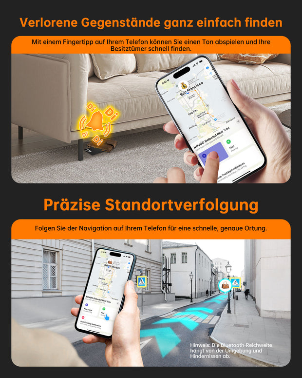 NOVOO Dünne Geldbörsen Tracker Karte Air Smart Tag Card funktioniert mit Apple Find My (nur iOS), Bluetooth Item Finder Gegenstandsortierer für Gepäckanhänger, Telefon, Reisepässe- NFC1-207C-N2