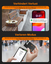 NOVOO Dünne Geldbörsen Tracker Karte Air Smart Tag Card funktioniert mit Apple Find My (nur iOS), Bluetooth Item Finder Gegenstandsortierer für Gepäckanhänger, Telefon, Reisepässe- NFC1-207C-N2