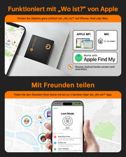 NOVOO Dünne Geldbörsen Tracker Karte Air Smart Tag Card funktioniert mit Apple Find My (nur iOS), Bluetooth Item Finder Gegenstandsortierer für Gepäckanhänger, Telefon, Reisepässe- NFC1-207C-N2