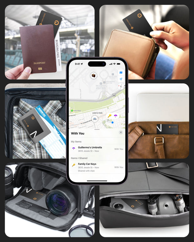NOVOO Dünne Geldbörsen Tracker Karte Air Smart Tag Card funktioniert mit Apple Find My (nur iOS), Bluetooth Item Finder Gegenstandsortierer für Gepäckanhänger, Telefon, Reisepässe- NFC1-207C-N2