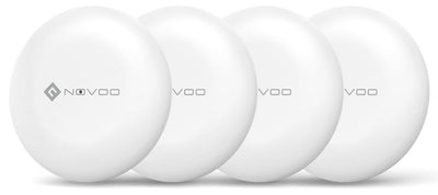 NOVOO Air Tag Schlüsselfinder Smart Tracker Kompatibel mit Apple Wo ist? APP(iOS) und Google,Mein Gerät Finden”APP(Android) Bluetooth KeyFinder Austauschbarer Akku für Gepäck,Taschen,Koffer-4er Pack- NFT1-206G-4