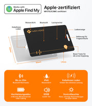 NOVOO Dünne Geldbörsen Tracker Wiederaufladbarer Air Tag Karte mit Apple Find My (nur iOS) Smart Bluetooth Geldbörsenfinder IP68 Wasserdicht SmartTag Card kompatibel für Wallet, Reisepässe, Gepäck- NFC3-207A