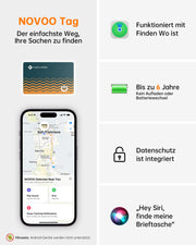 NOVOO Air Tag Karte Wallet Tracker Card Thin 1.6mm Geldbörsenfinder Kompatibel mit Apple Wo ist? APP (iOS NUR, Android Not Supported) Item Finder für Reisekoffer/Geldbeutel/Koffer- NFC2-207C-N2